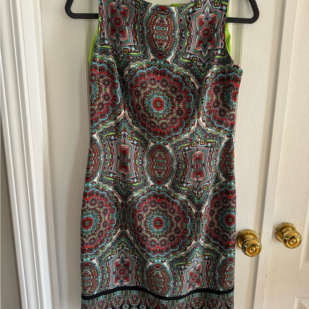 London Times Black and White Sheath Midi Dress